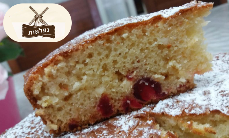 מתכון עוגה חלבית עם דובדבן ושקדים אורירית 