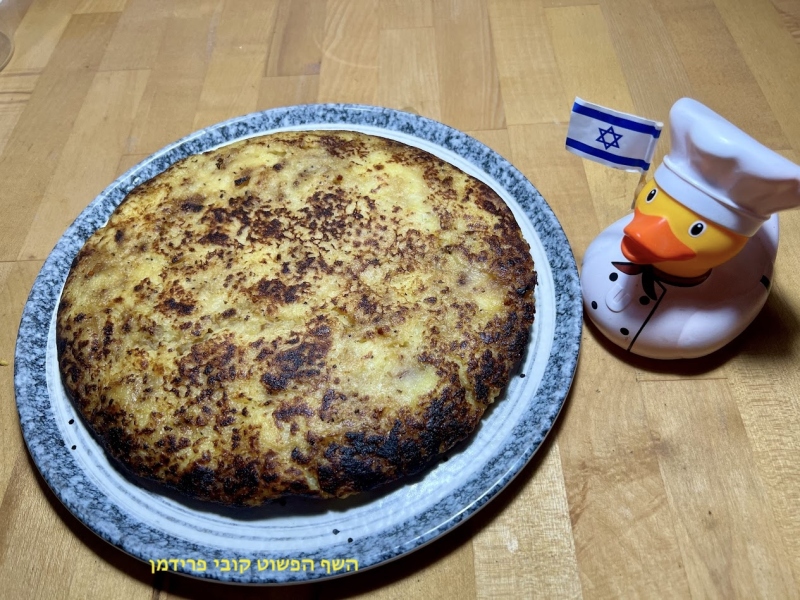 לביבה זוגית מהפירה של אתמול תפו״א עם כמהין ובצל מקורמל טבעוני ללא גלוטן