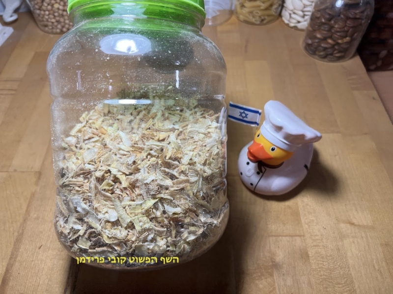 שבבי בצל לבן מיובש במכונת יבוש ביתית לתיבול טבעי טבעוני ללא גלוטן