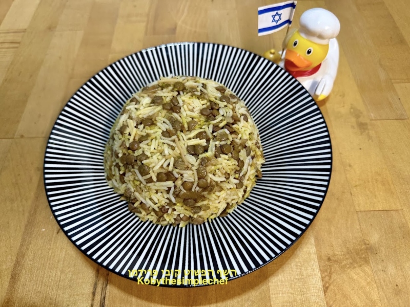 מגדרה אורז בסמטי אטריות דקות מטוגנות ועדשים חומים טבעוני ללא גלוטן