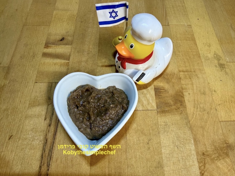 מחית בצלים מקורמלים(לבן וסגול)(ריבת בצל)לשימוש לשימוש עתידי והקפאה טבעוני ללא גלוטן