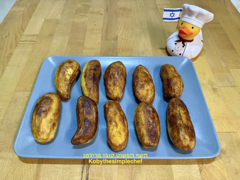 צ׳יפס במחבט מתפוא גורמה שלמים מבושלים ומתובלים טבעוני ללא גלוטן
