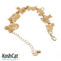 צמיד תליוני חתול מצופה זהב
מידות: אורך שרשרת 18 ס"מ + 6 ס"מ מידת כל חתול כ- 1.5ס"מ על 2.5 ס"מ
מחיר: 78 ₪